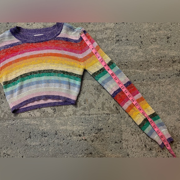 Lovers and Friends rainbow glitter crop sweater sz s - Picture 4 of 9